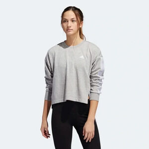Adidas Logo Gray Cropped Long Sleeve Crew Neck Womens size small